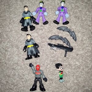 DC Comics Batman Joker Robin Red Hood Mini Figure Toy Lot Accessories